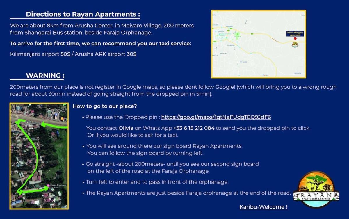 Rayan Apartments&Safaris Arusha Bagian luar foto